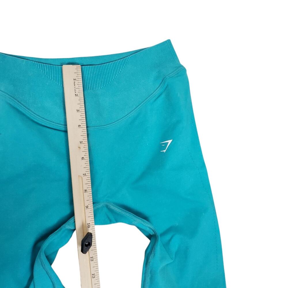Gymshark Leggings Womens M Capri Blue Acid Wash Sweat Seamless Washed Gym - Picture 14 of 15